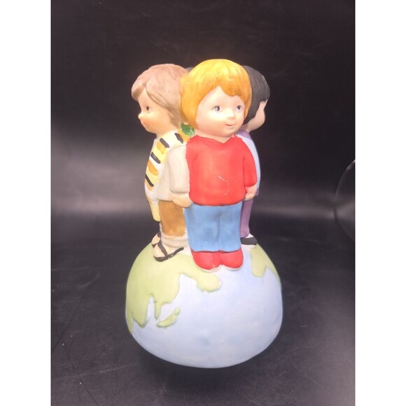 Vintage "We are the World" Music Box USA for Africa Brockman 1985 Ceramic works - Picture 10 of 16